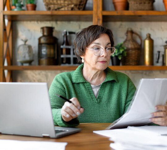 A mature woman during a document check.