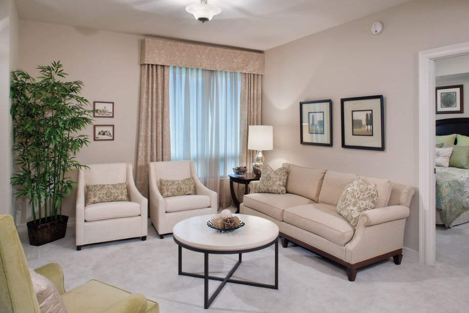 Mock at the Stayton of a small living room.